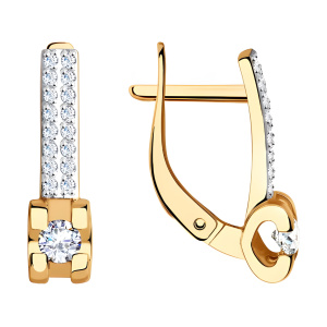 Серьги из золота 585 пробы с фианитом SOKOLOV 028845