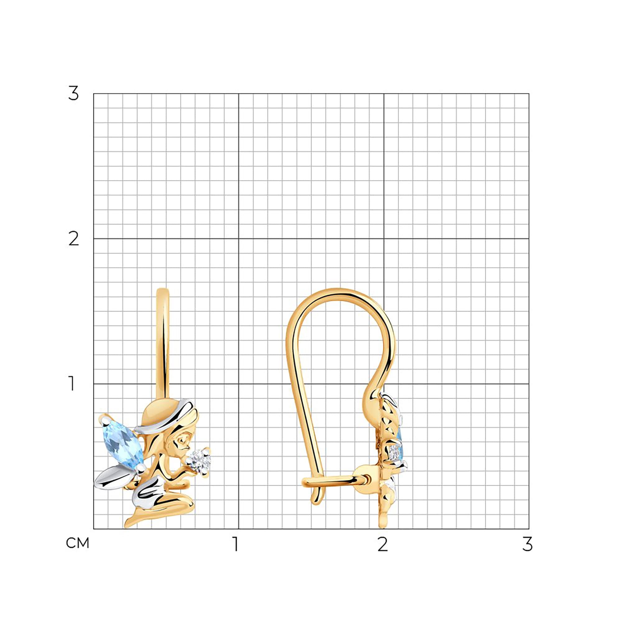 Серьги из золота 585 пробы с топазом SOKOLOV 727381 Золото 585 пр.