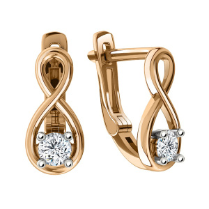Серьги из золота 585 пробы с фианитом SANIS 01-219008