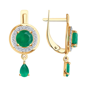 Серьги из золота 585 пробы с агатом SOKOLOV 51-321-01426-2