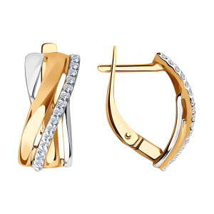 Серьги из золота 585 пробы с фианитом SOKOLOV 028746