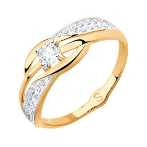 Кольцо из золота 585 пробы с фианитом SOKOLOV 018116