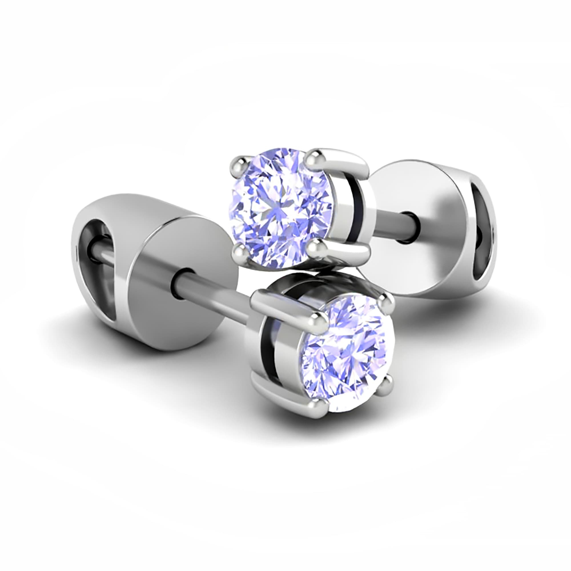 Пусеты из серебра 925 пробы с фианитом COUPLE STUDIO 30201300_Round Серебро 925 пр.