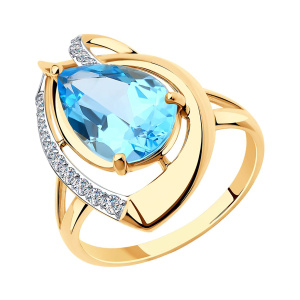 Кольцо из золота 585 пробы с топазом SOKOLOV 51-310-00931-1