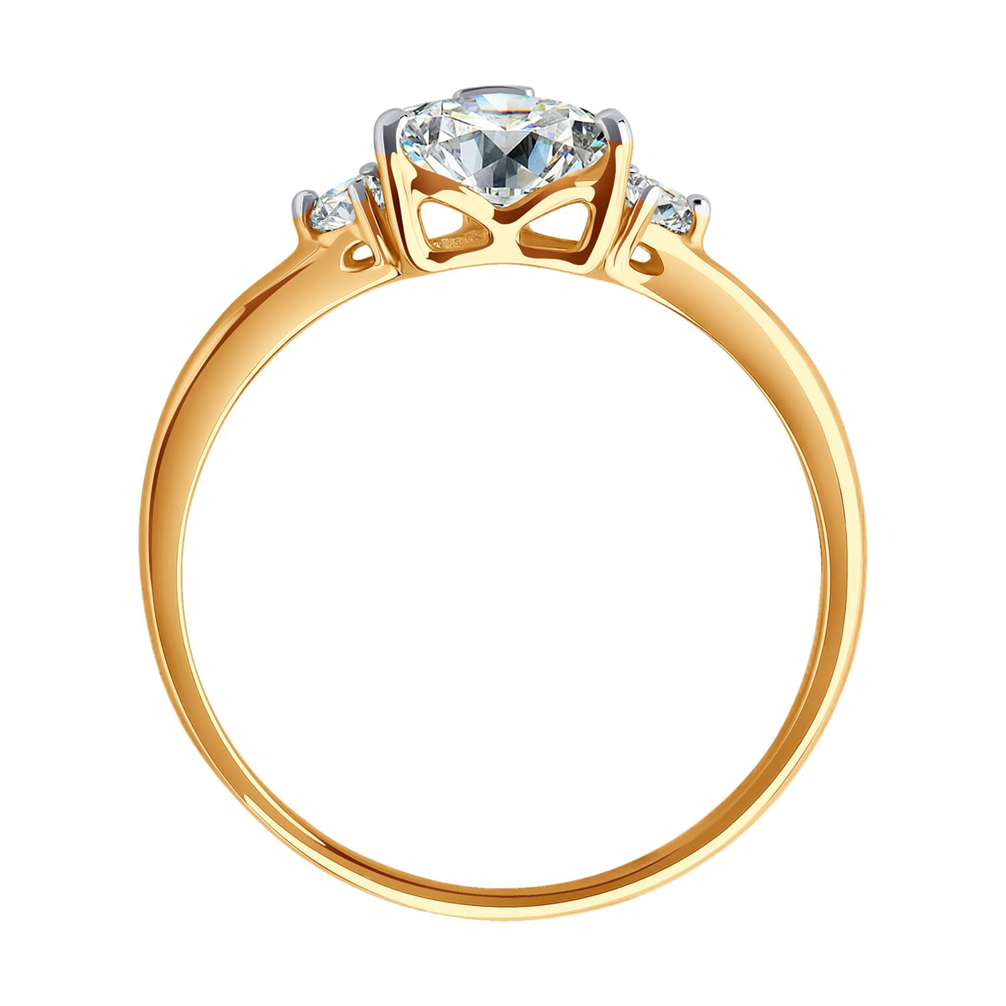 Кольцо из золота 585 пробы с фианитом SOKOLOV 019551 Золото 585 пр.