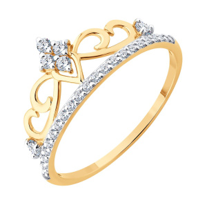 Кольцо из золота 585 пробы с фианитом SOKOLOV 019611