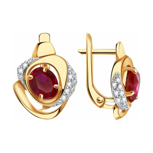 Серьги из золота 585 пробы с рубином АЛЕКСАНДРА ЮЗ кл4092а-30-01