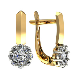 Серьги из золота 585 пробы с фианитом SANIS 01-217993