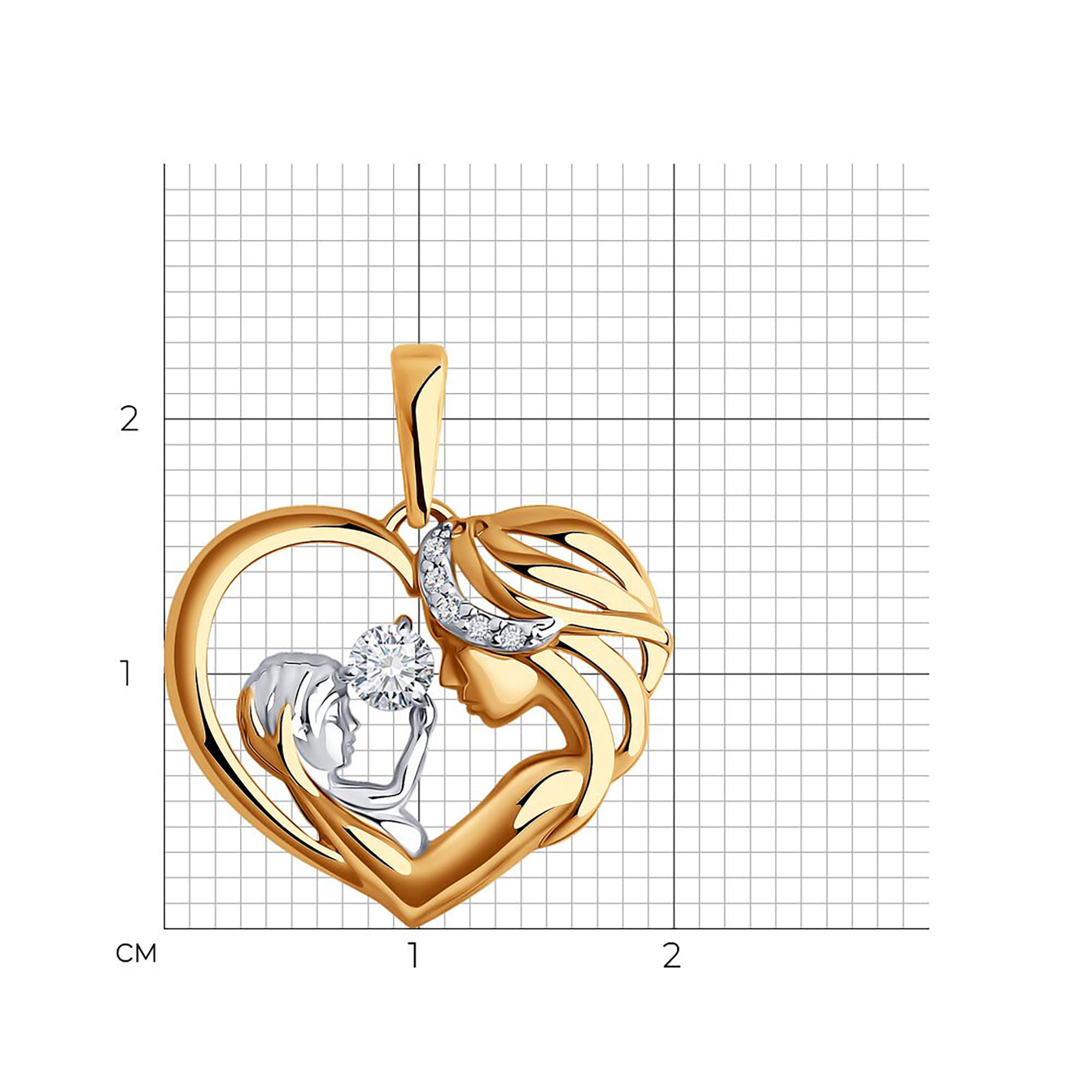Кулон из золота 585 пробы с фианитом SOKOLOV 51-130-02018-1 Золото 585 пр.