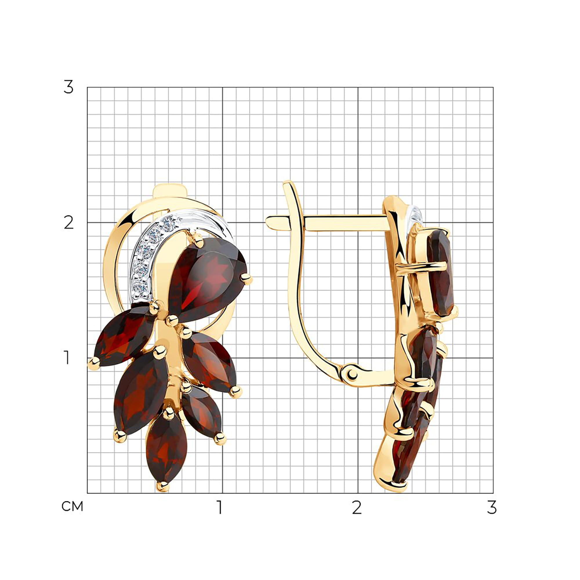 Серьги из золота 585 пробы с гранатом SOKOLOV 51-320-00353-1 Золото 585 пр.