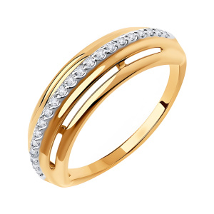 Кольцо из золота 585 пробы с фианитом SOKOLOV 018589