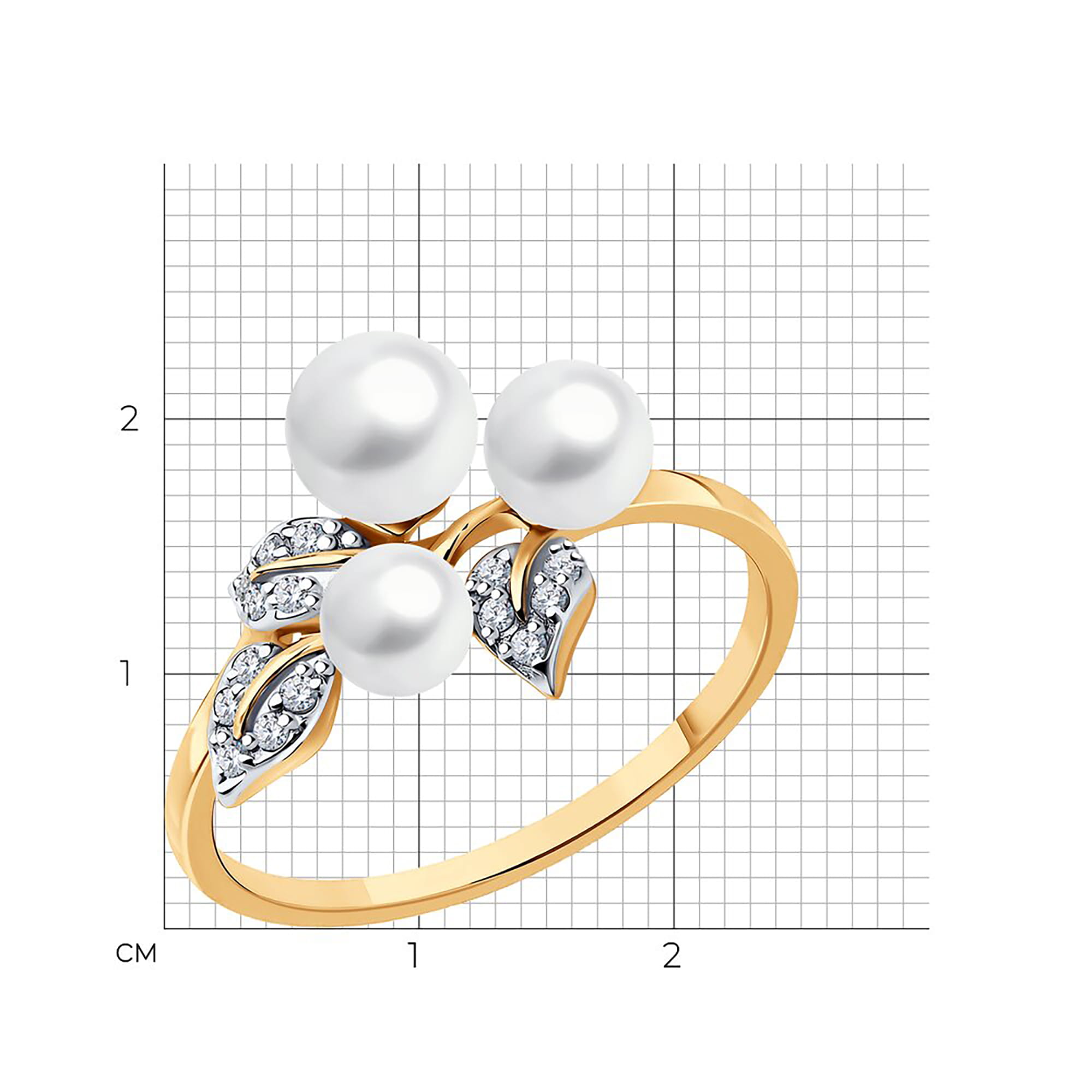 Кольцо из золота 585 пробы с жемчугом SOKOLOV 791250 Золото 585 пр.