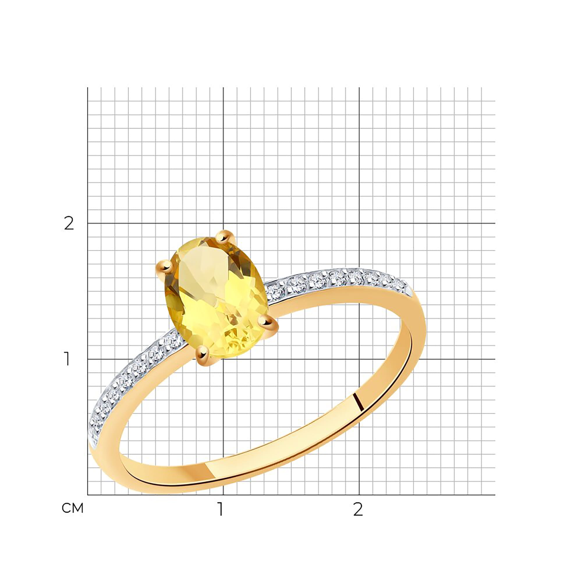 Кольцо из золота 585 пробы с цитрином SOKOLOV 716695 Золото 585 пр.