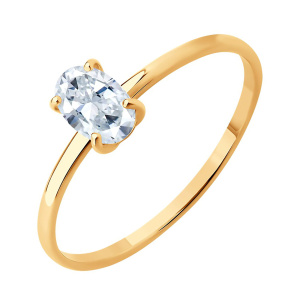 Кольцо из золота 585 пробы с фианитом SOKOLOV 019586