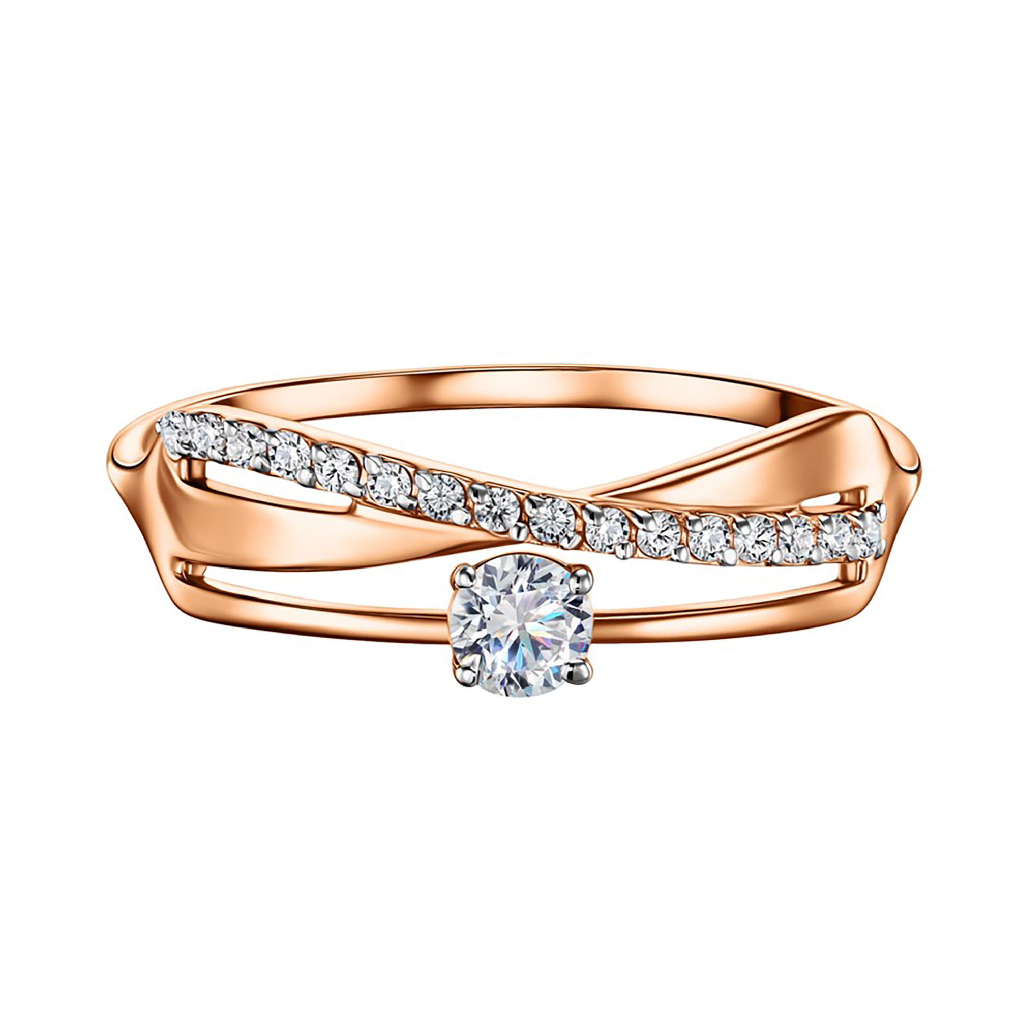 Кольцо из золота 585 пробы с фианитом ГОЛДЕН ГЛОБ КольцоКЛ-49/20,0/бцФ/з585 Золото 585 пр.