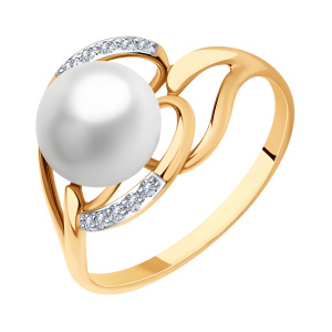 Кольцо из золота 585 пробы с жемчугом SOKOLOV 791227