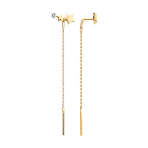 Серьги из золота 585 пробы с фианитом SOKOLOV 0200537