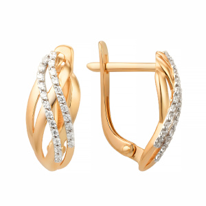 Серьги из золота 585 пробы с фианитом DINASTIA 001862-1102