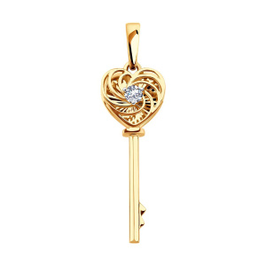 Кулон из золота 585 пробы с фианитом SOKOLOV 036659