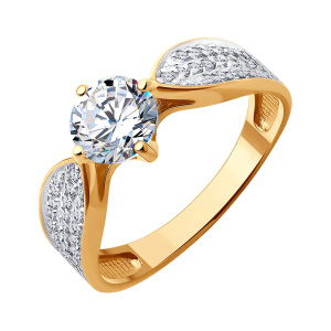 Кольцо из золота 585 пробы с фианитом SOKOLOV 019472