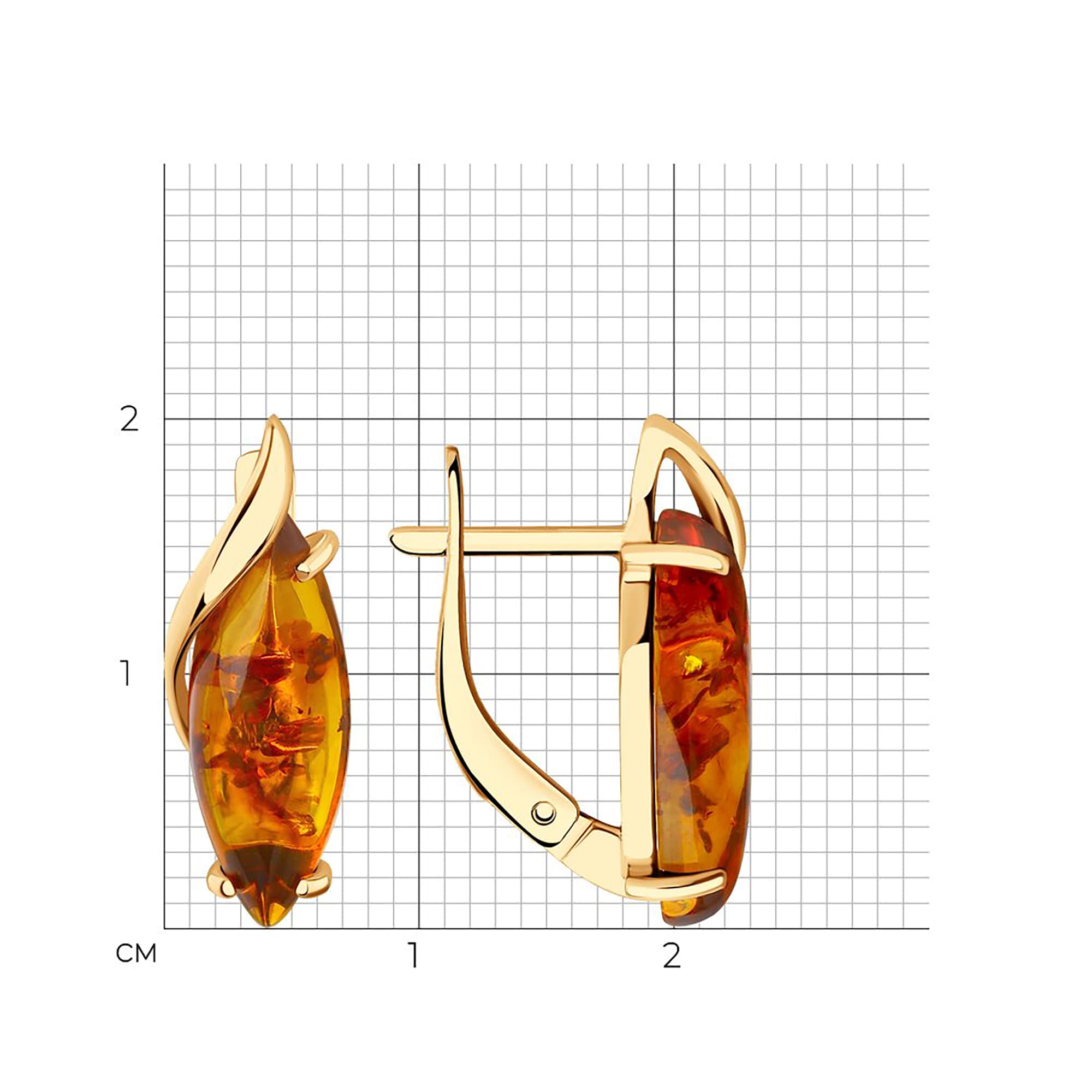 Серьги из золота 585 пробы с янтарем SOKOLOV 727699 Золото 585 пр.