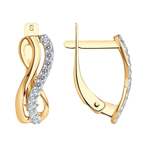 Серьги из золота 585 пробы с фианитом SOKOLOV 027155