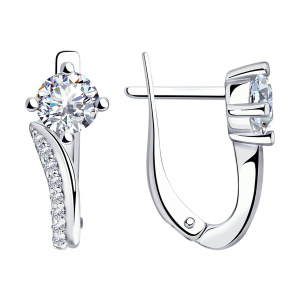Серьги из серебра 925 пробы с фианитом SOKOLOV 94020594