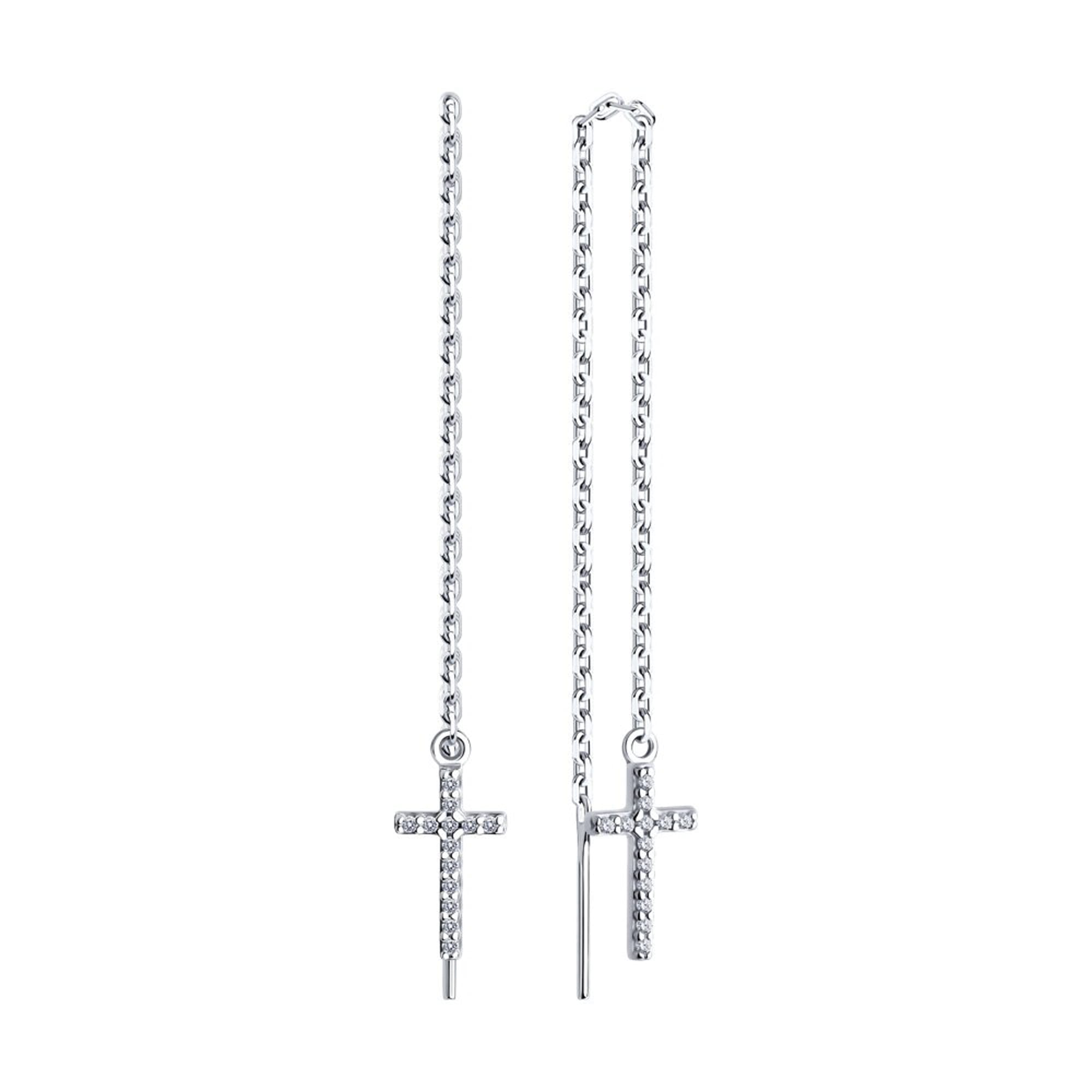 Серьги из серебра 925 пробы с фианитом SOKOLOV 94025836 Серебро 925 пр.