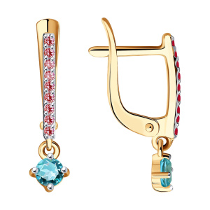 Серьги из золота 585 пробы с фианитом SOKOLOV 027479