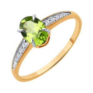 Кольцо из золота 585 пробы с хризолитом SOKOLOV 51-310-01933-1