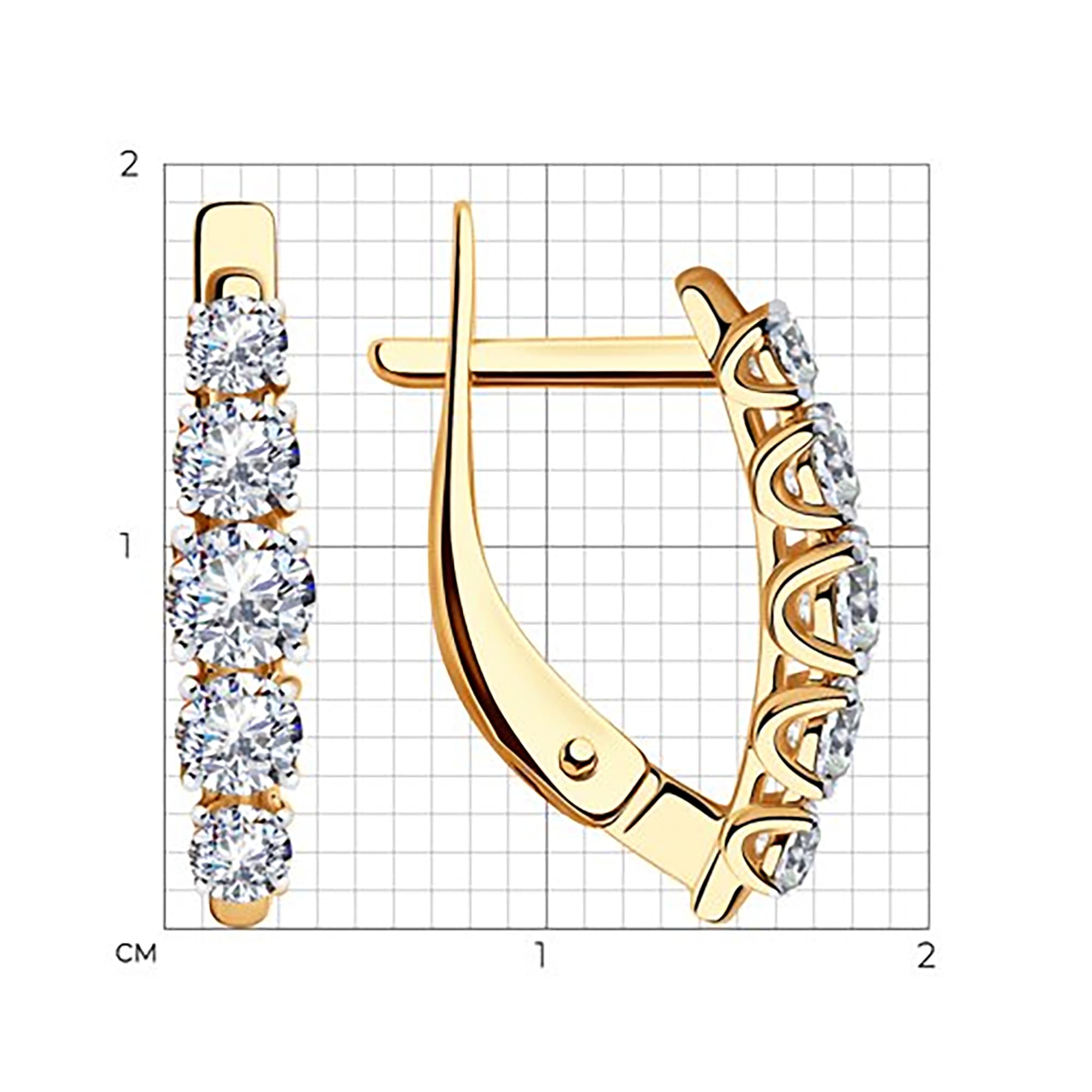 Серьги из золота 585 пробы с фианитом SOKOLOV 51-120-00308-1 Золото 585 пр.
