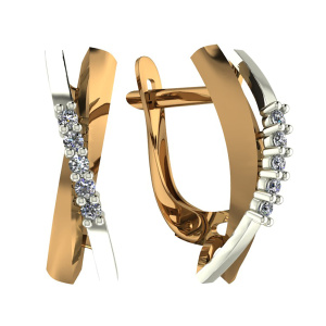 Серьги из золота 585 пробы с фианитом SANIS 01-218584