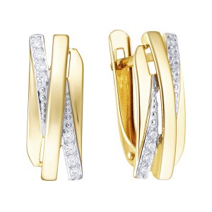 Серьги из золота 585 пробы с фианитом АЛЕКСАНДРА ЮЗ кл3934а-01