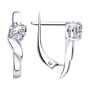 Серьги из серебра 925 пробы с фианитом SOKOLOV 94020003