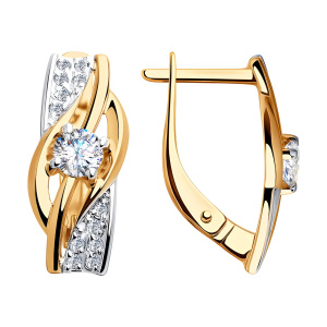 Серьги из золота 585 пробы с фианитом SOKOLOV 028158