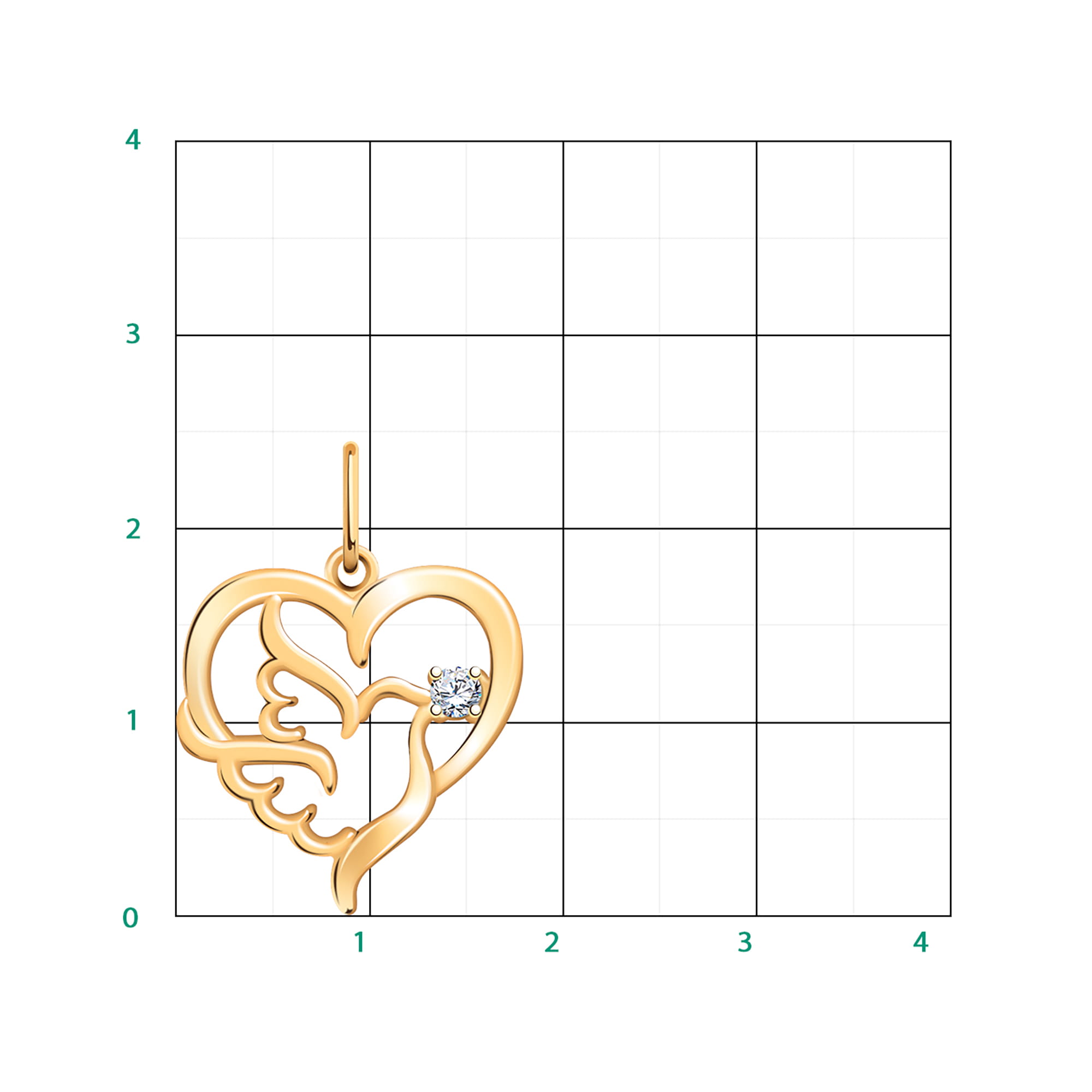 Кулон из золота 585 пробы с фианитом ATOLL 50237 Золото 585 пр.