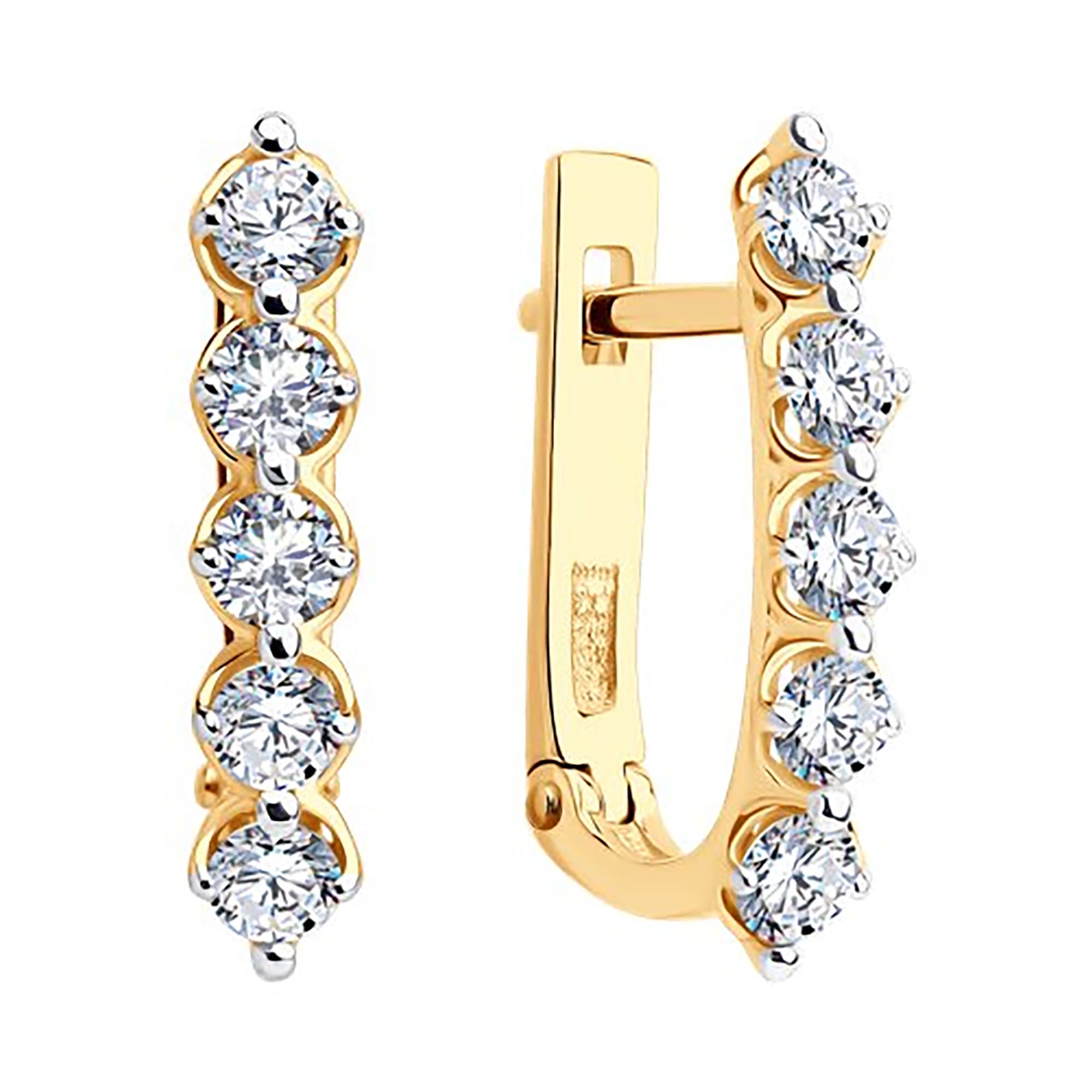 Серьги из золота 585 пробы с фианитом SOKOLOV 51-120-02785-1 Золото 585 пр.