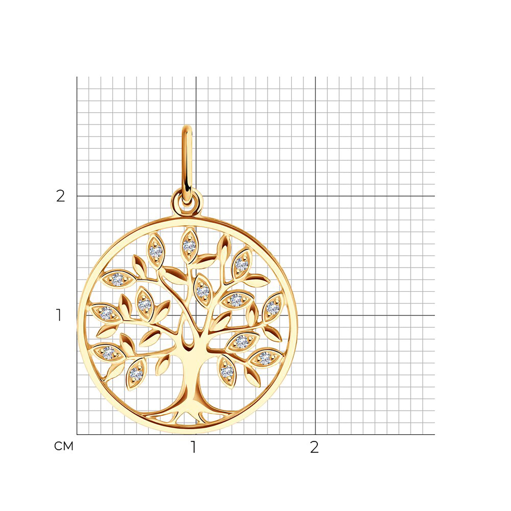 Кулон из золота 585 пробы с фианитом SOKOLOV 036578 Золото 585 пр.