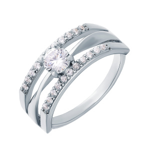 Кольцо из серебра 925 пробы с фианитом JUVEDEL КЛ-4894