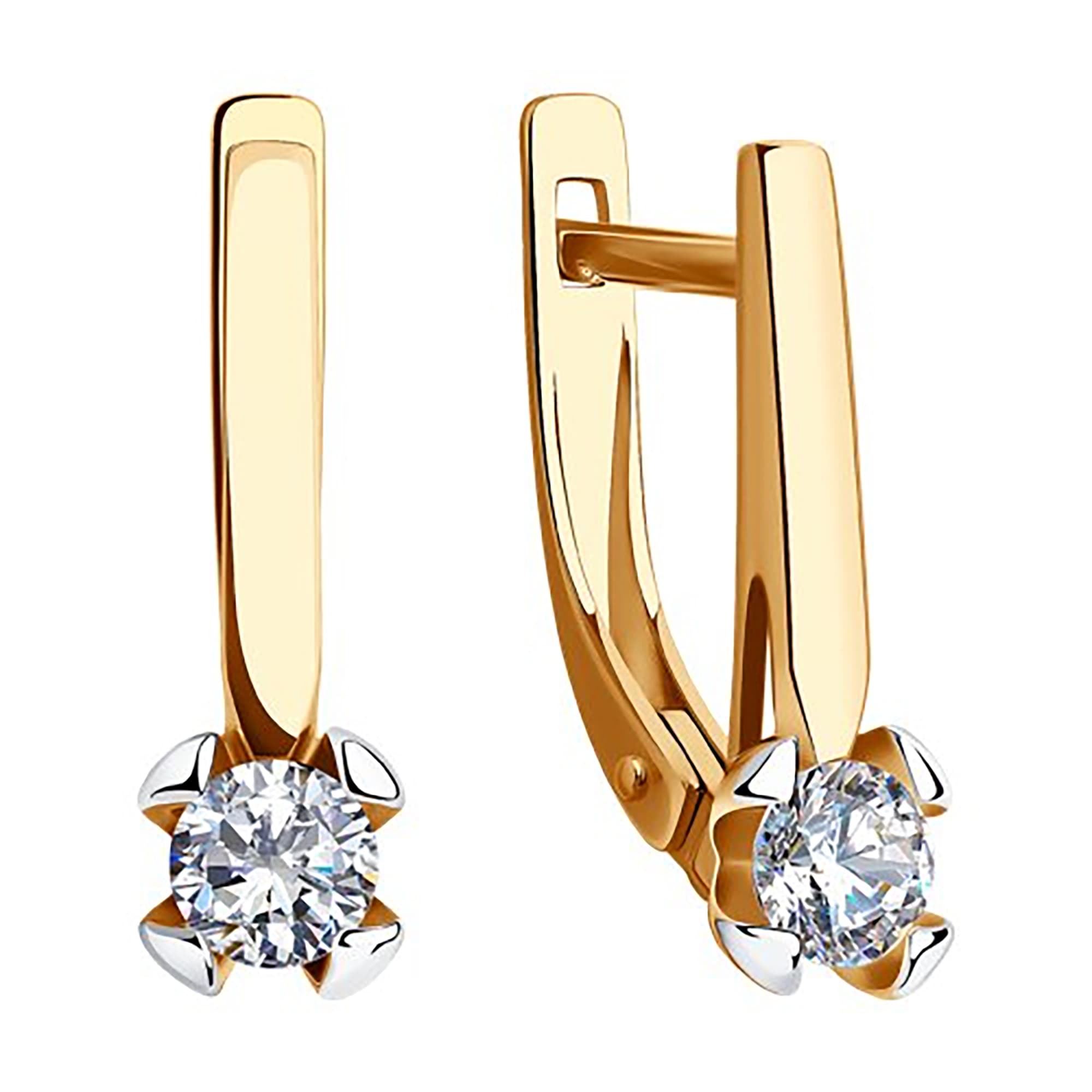 Серьги из золота 585 пробы с фианитом SOKOLOV 51-120-00793-1 Золото 585 пр.