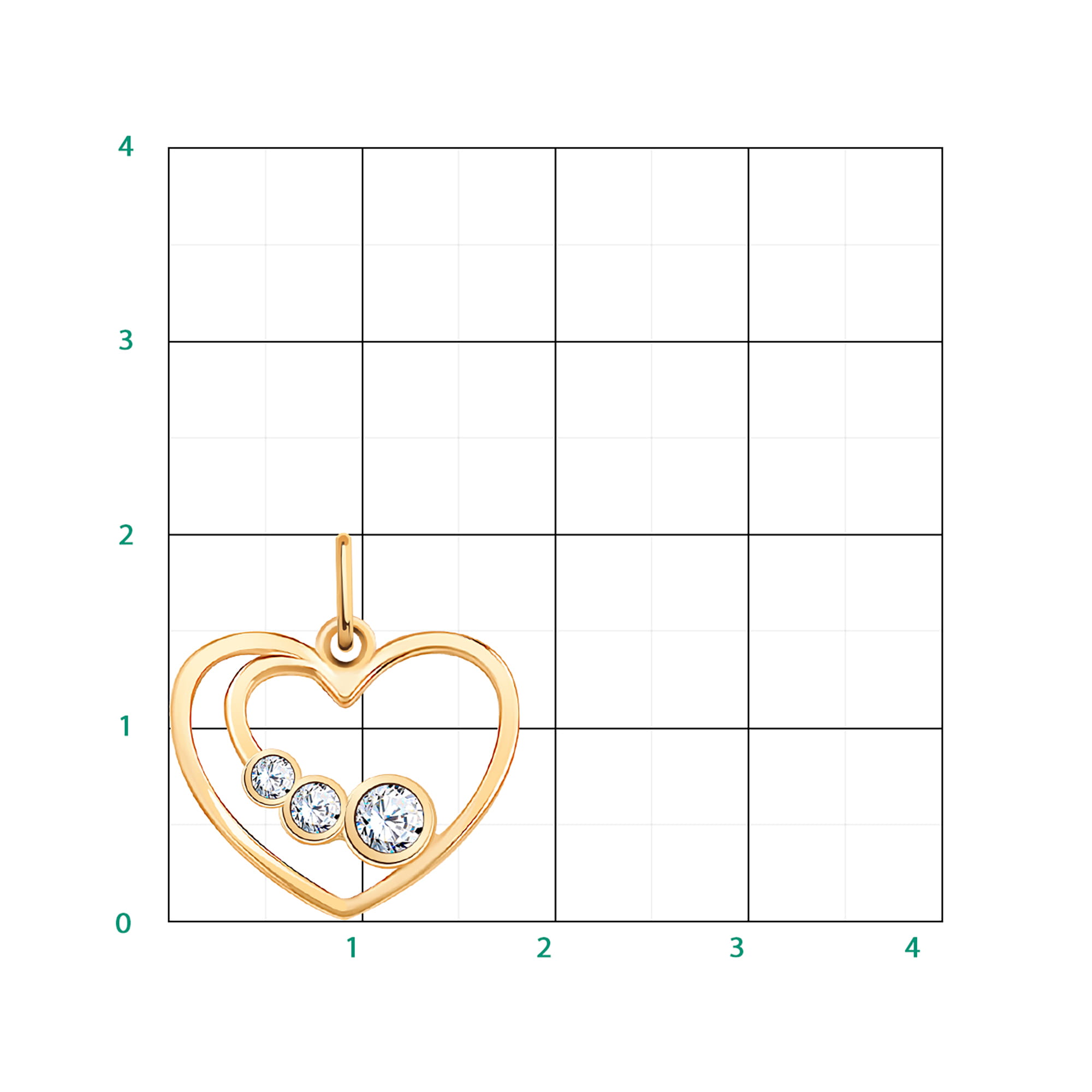 Кулон из золота 585 пробы с фианитом ATOLL 50102 Золото 585 пр.