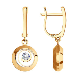 Серьги из золота 585 пробы с фианитом SOKOLOV 0200485