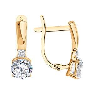 Серьги из золота 585 пробы с фианитом SOKOLOV 026826