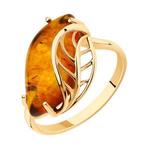 Кольцо из золота 585 пробы с янтарем SOKOLOV 715751
