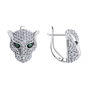 Серьги из серебра 925 пробы с фианитом SOKOLOV 94025897