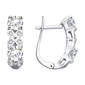 Серьги из серебра 925 пробы с фианитом SOKOLOV 94022709
