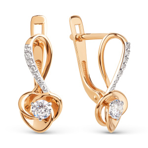 Серьги из золота 585 пробы с фианитом DINASTIA 026722-1102