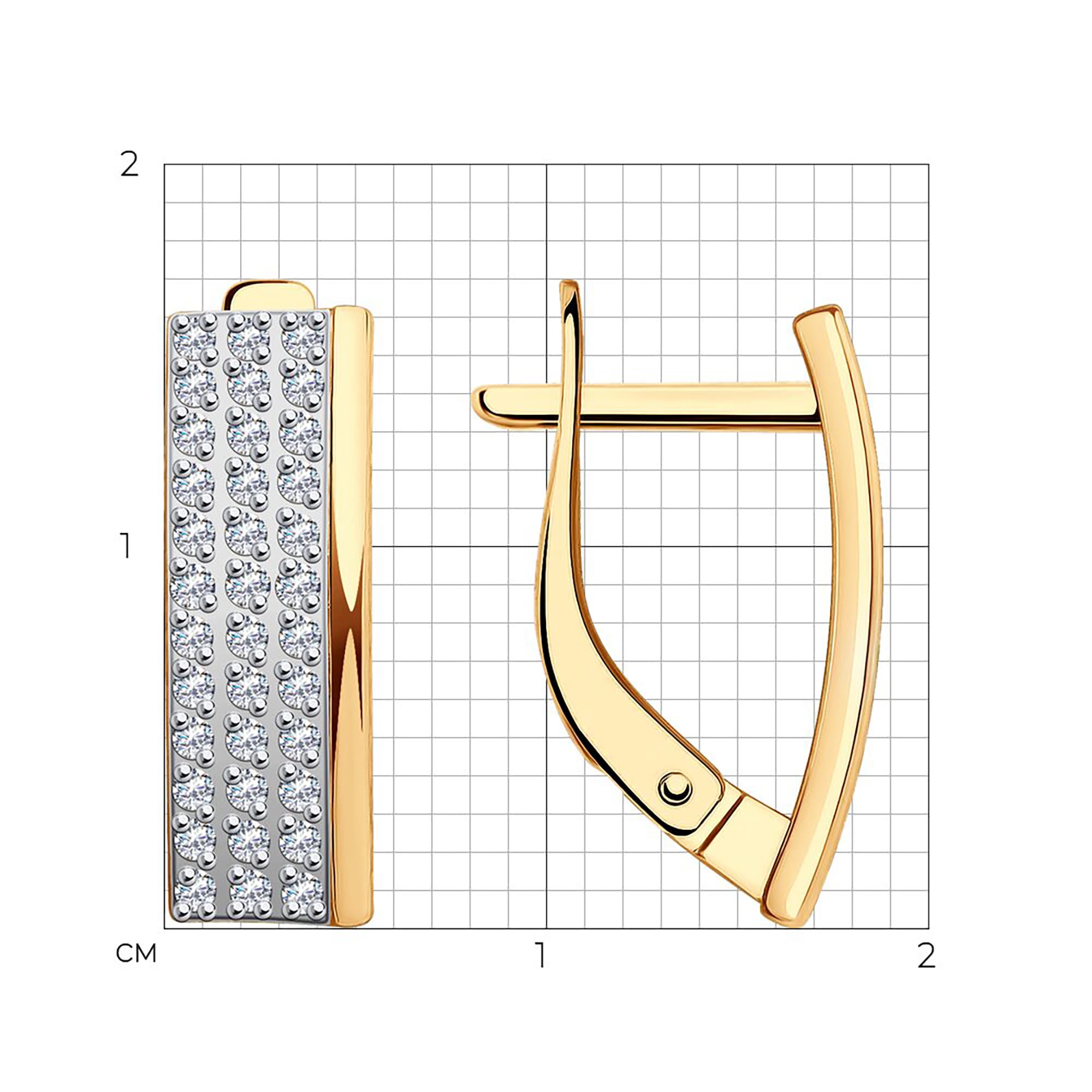 Серьги из золота 585 пробы с фианитом SOKOLOV 029903 Золото 585 пр.