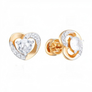 Серьги из золота 585 пробы с фианитом АЛЕКСАНДРА ЮЗ кл4119а-01