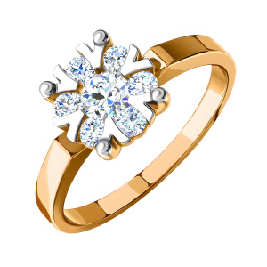Кольцо из золота 585 пробы с фианитом SANIS 01-117866